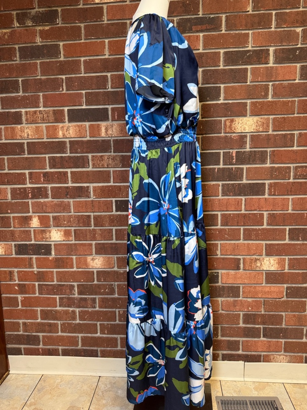Nicole Miller New York Blue Floral Maxi Dress Size XL - Picture 6 of 11